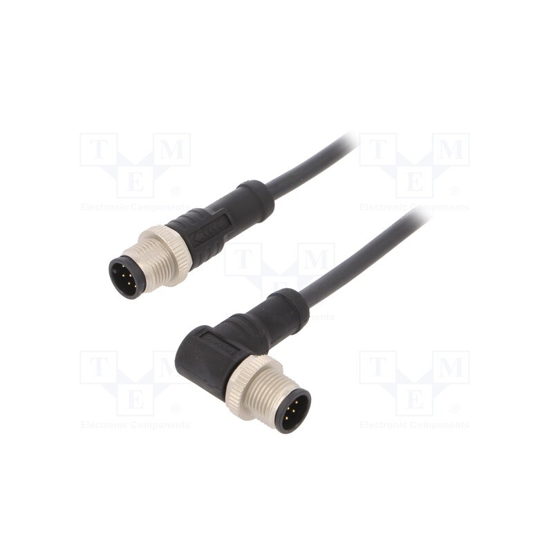 1 pcs x AMPHENOL LTW - M12A08ML-12AMR-SB001 - Cable: for sensors/automation, PIN: 8, M12-M12, 1m, plug, plug, 30V