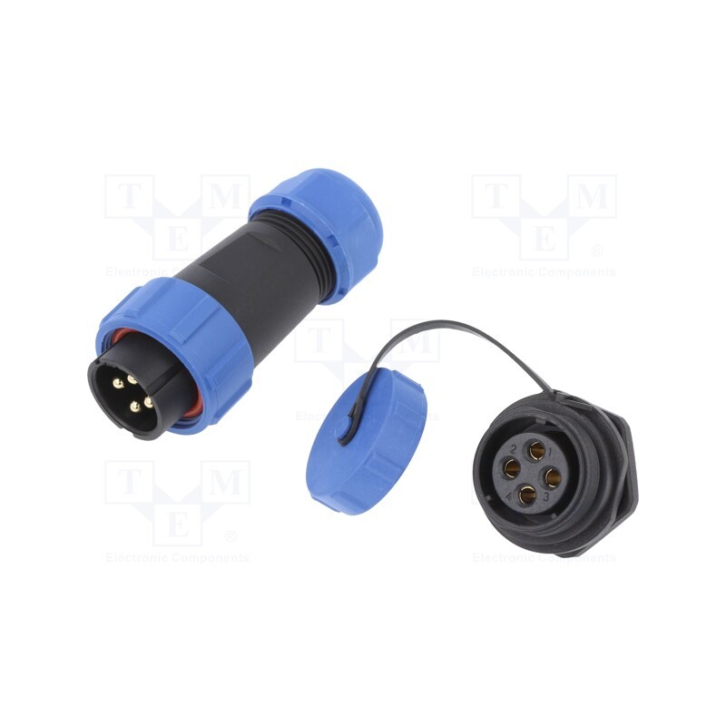 1 pcs x CONNFLY - DS1110-26-04BU8A - Connector: circular, male + female, PIN: 4, 3A, IP67, 500V