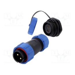 1 pcs x CONNFLY - DS1110-26-02BU8A - Connector: circular, male + female, PIN: 2, 3A, IP67, 500V