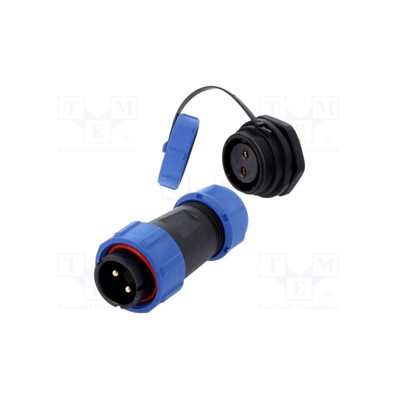 1 pcs x CONNFLY - DS1110-26-02BU8A - Connector: circular, male + female, PIN: 2, 3A, IP67, 500V