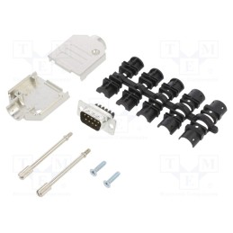 1 pcs x Amphenol Communications Solutions - L17DTZK09+L717DE09PST - D-Sub, PIN: 9, male, straight, screw terminal, for cable, UN