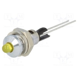 1 pcs x MENTOR - 2663.8071 - Indicator: LED, prominent, yellow, Ø6mm, for PCB, brass, ØLED: 3mm