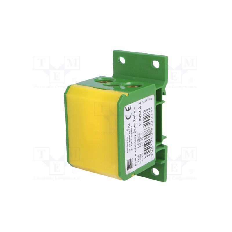 1 pcs x PAWBOL - E.4093/Ż-Z - Splice terminal: distribution block, 2.5÷70mm2, ways: 1, TS35