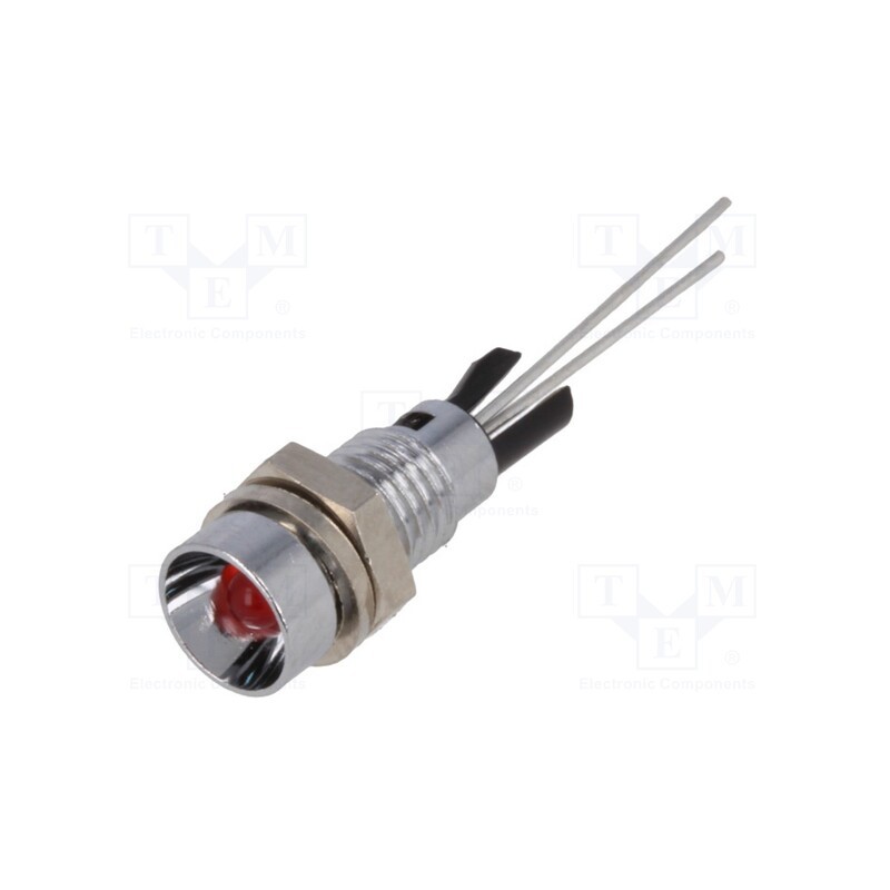 1 pcs x MENTOR - 2662.8021 - Indicator: LED, recessed, red, Ø6mm, for PCB, brass, ØLED: 3mm