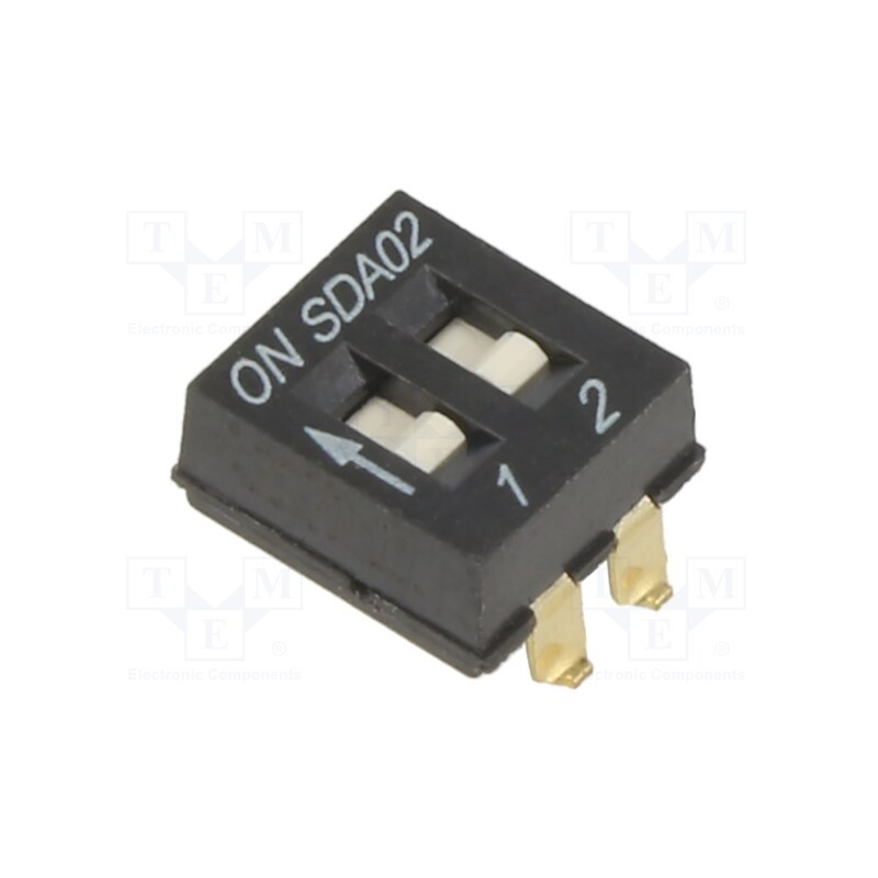 1 pcs x C&K - SDA02H0SBD - Switch: DIP-SWITCH, Poles number: 2, ON-OFF, 0.025A/24VDC, Pos: 2