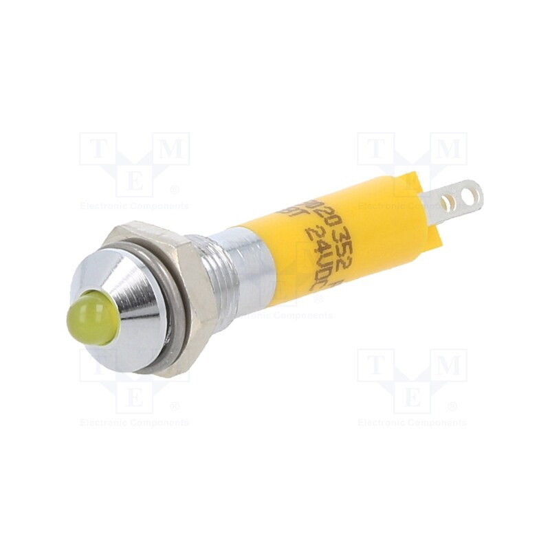 1 pcs x CML INNOVATIVE TECHNOLOGIES - 19020352 - Indicator: LED, prominent, yellow, 24VDC, Ø6mm, metal