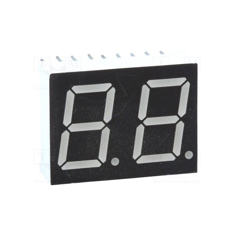 1 pcs x WENRUN - LDD056AAG-101-02 - Display: LED, 7-segment, 14.22mm, 0.56', No.char: 2, green, 6mcd