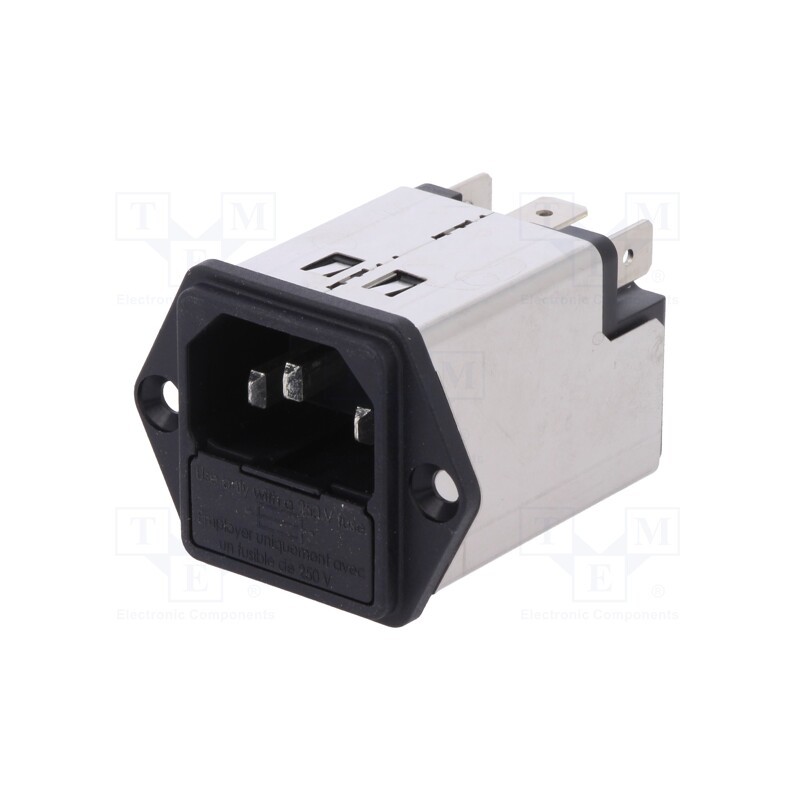 1 pcs x SCHURTER - 5200.1023.1 - Connector: AC supply, socket, male, 10A, 250VAC, IEC 60320, C14 (E)