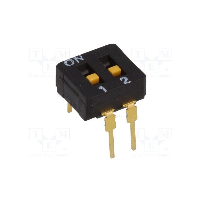 1 pcs x OMRON OCB - A6D-2100 - Switch: DIP-SWITCH, Poles number: 2, ON-OFF, 0.03A/30VDC, Pos: 2