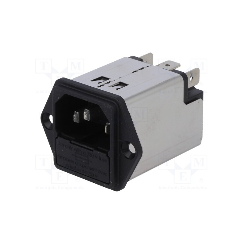 1 pcs x SCHURTER - 5200.0123.1 - Connector: AC supply, socket, male, 1A, 250VAC, IEC 60320, C14 (E)