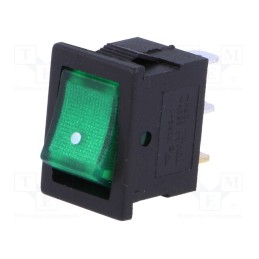 1 pcs x - RSSM101A2C2GN - ROCKER, SPST, Pos: 2, ON-OFF, 3A/250VAC, green, neon lamp, 35mΩ