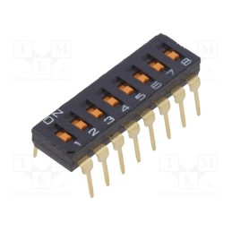 1 pcs x OMRON OCB - A6T8102 - Switch: DIP-SWITCH, Poles number: 8, ON-OFF, 0.025A/24VDC, Pos: 2