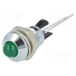 1 pcs x MENTOR - 2665.8081 - Indicator: LED, prominent, green, Ø8mm, for PCB, brass, ØLED: 5mm