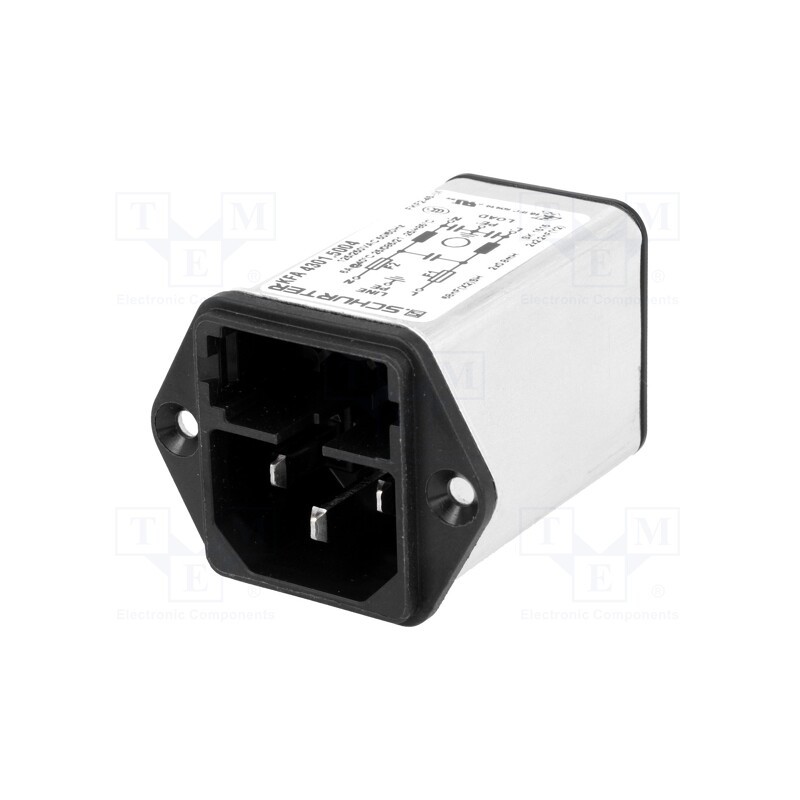 1 pcs x SCHURTER - 4301.5004 - Connector: AC supply, socket, male, 6A, 250VAC, IEC 60320, C14 (E)