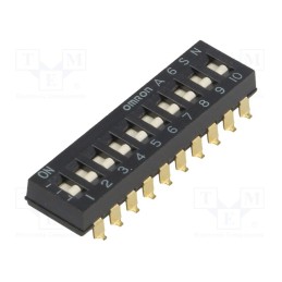 1 pcs x OMRON OCB - A6SN-0101 - Switch: DIP-SWITCH, Poles number: 10, ON-OFF, 0.025A/24VDC, Pos: 2