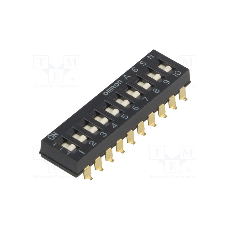1 pcs x OMRON OCB - A6SN-0101 - Switch: DIP-SWITCH, Poles number: 10, ON-OFF, 0.025A/24VDC, Pos: 2