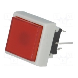 1 pcs x HIGHLY ELECTRIC - PB6133FBL-1 - Switch: keypad, Pos: 2, DPDT, 0.1A/30VDC, red, LED, red, THT, 1.5N