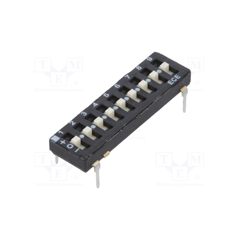 1 pcs x ECE - ETA109EZ - Switch: DIP-SWITCH, Poles number: 9, OFF-ON, 0.025A/24VDC, Pos: 2