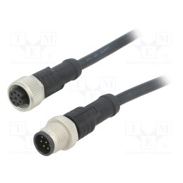 1 pcs x AMPHENOL LTW - M12A08ML-12AFL-SD001 - Cable: for sensors/automation, PIN: 8, M12-M12, 1m, plug, plug, 30V