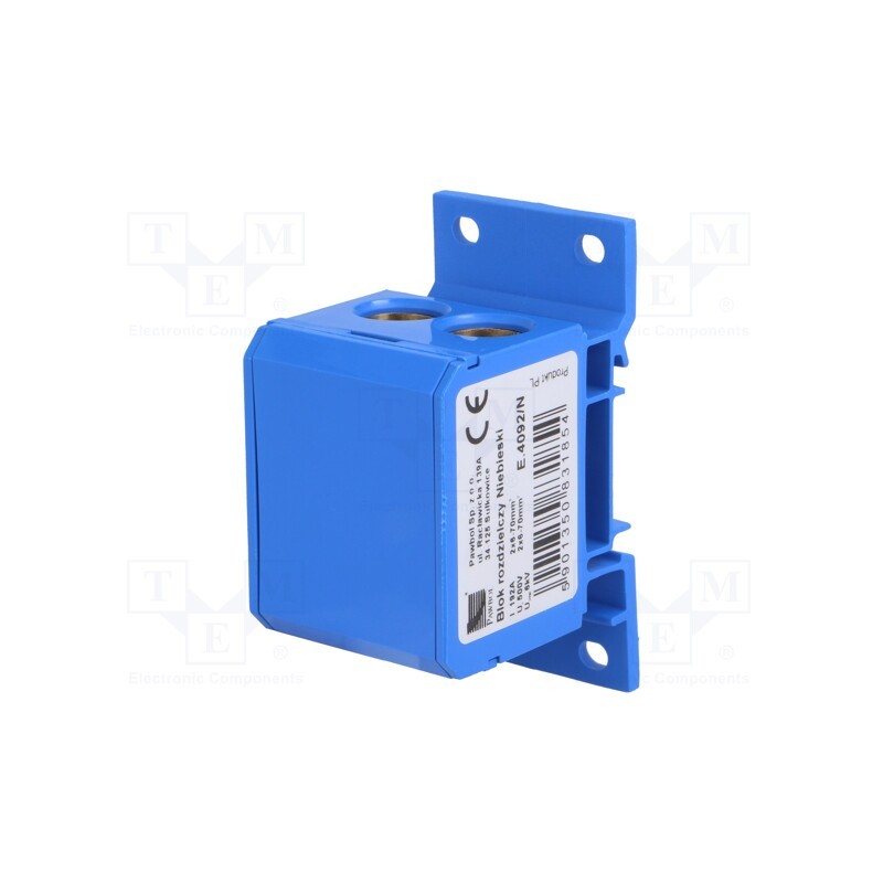 1 pcs x PAWBOL - E.4092/N - Splice terminal: distribution block, 6÷70mm2, ways: 1, blue, TS35