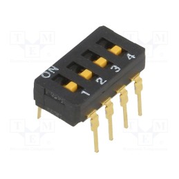 1 pcs x OMRON OCB - A6D-4100 - Switch: DIP-SWITCH, Poles number: 4, ON-OFF, 0.03A/30VDC, Pos: 2