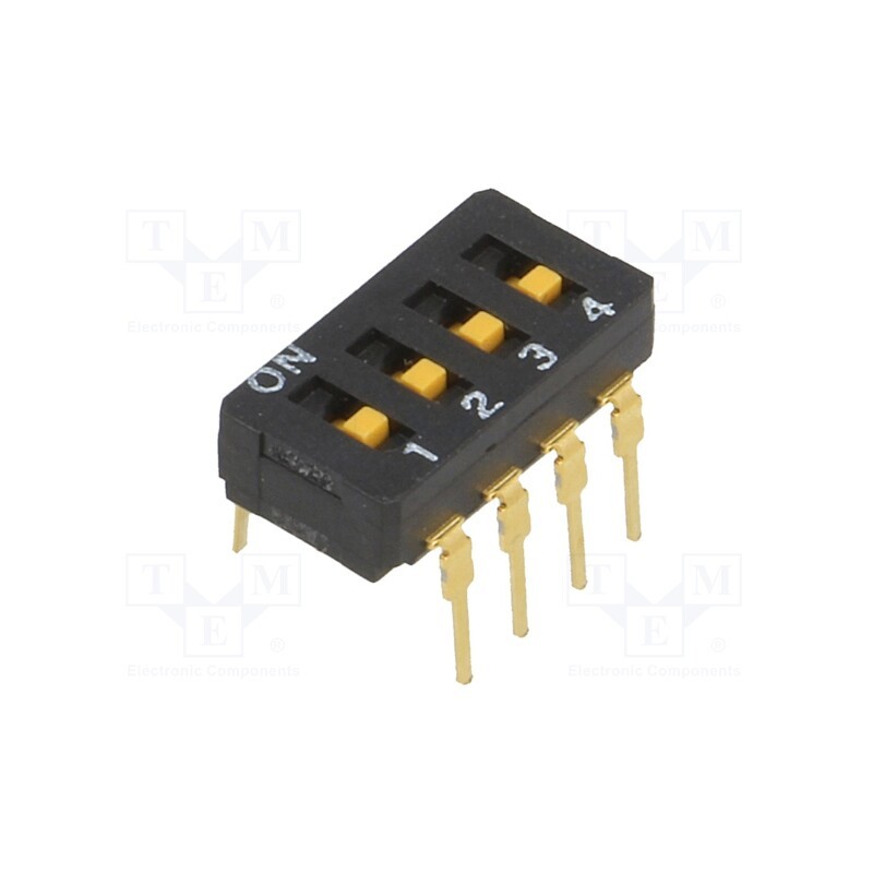 1 pcs x OMRON OCB - A6D-4100 - Switch: DIP-SWITCH, Poles number: 4, ON-OFF, 0.03A/30VDC, Pos: 2