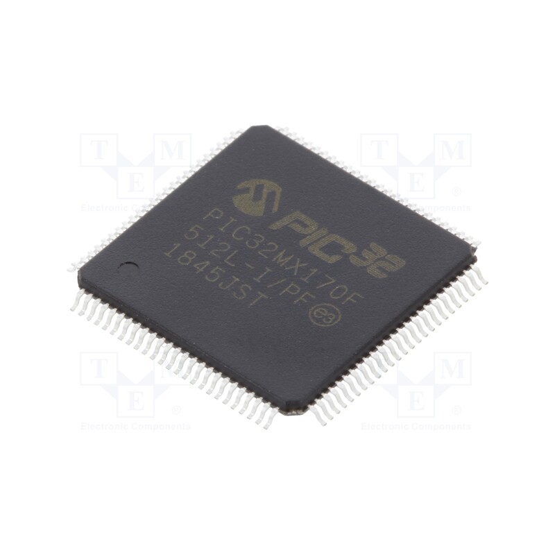 1 pcs x MICROCHIP TECHNOLOGY - PIC32MX170F512L-I/PF - IC: PIC microcontroller, 512kB, 2.3÷3.6VDC, SMD, TQFP100, PIC32