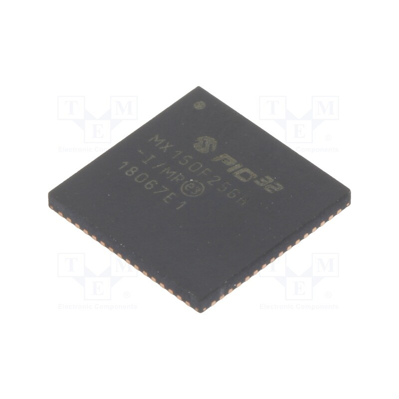 1 pcs x MICROCHIP TECHNOLOGY - PIC32MX150F256H-I/MR - IC: PIC microcontroller, 256kB, 2.3÷3.6VDC, SMD, QFN64, PIC32