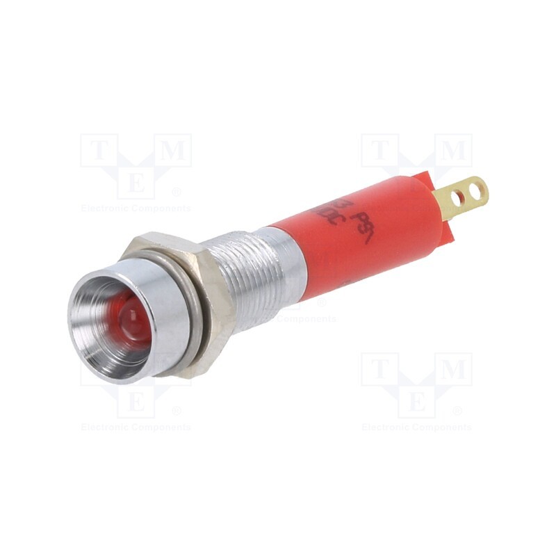1 pcs x CML INNOVATIVE TECHNOLOGIES - 19030353 - Indicator: LED, recessed, red, 24VDC, Ø6mm, connectors 2,0x0,5mm