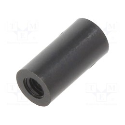 10 pcs x DREMEC - 185RDX12 - Spacer sleeve, cylindrical, polyamide, M3, L: 12mm, Øout: 6mm, black