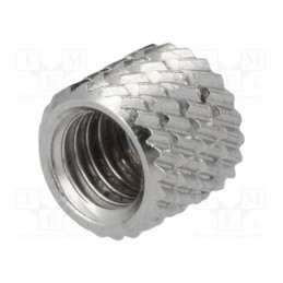 10 pcs x DREMEC - 11M5NI - Threaded insert, brass, nickel, M5, L: 5.9mm, Features: for plastic