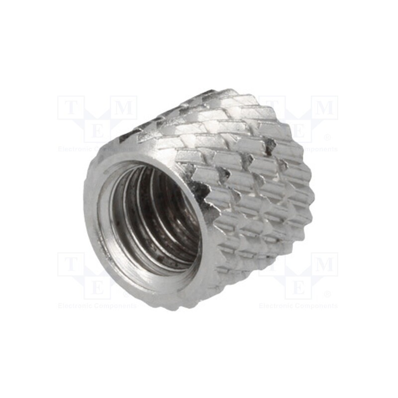 10 pcs x DREMEC - 11M5NI - Threaded insert, brass, nickel, M5, L: 5.9mm, Features: for plastic