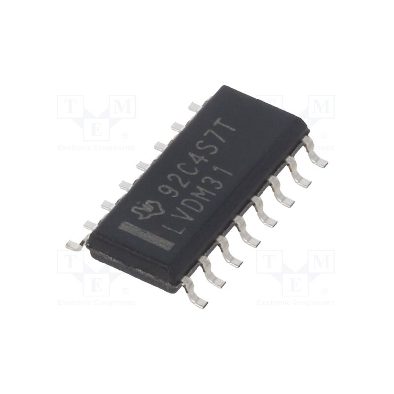 1 pcs x TEXAS INSTRUMENTS - SN65LVDM31D - IC: interface, line driver, 150Mbps, 3÷3.6VDC, LVDS, SMD, SO16, Ch: 4