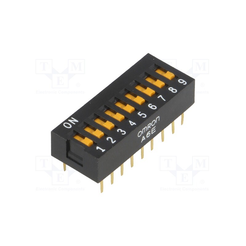 1 pcs x OMRON OCB - A6E-9101-N - Switch: DIP-SWITCH, Poles number: 9, ON-OFF, 0.025A/24VDC, Pos: 2