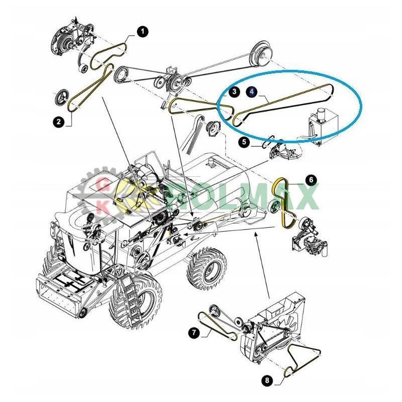 rear jerk belt new holland cx csx 84076421 2hbx