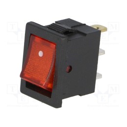 1 pcs x - RSSM101A2C2RD - ROCKER, SPST, Pos: 2, ON-OFF, 3A/250VAC, red, neon lamp, 35mΩ, RSC07