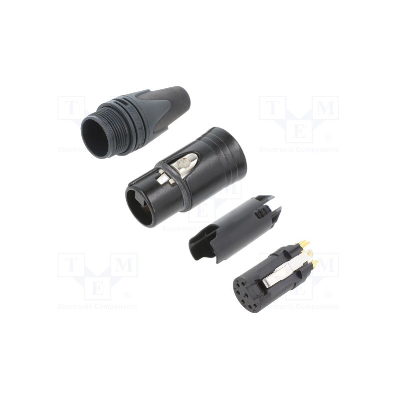 1 pcs x NEUTRIK - NC7FXX-B - Plug, XLR, female, PIN: 7, straight, for cable, soldering, 5A, 18AWG