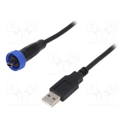 1 pcs x BULGIN - PX0441/3M00 - Adapter cable, USB A plug,USB B mini plug (sealed), IP68, 3m