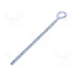 10 pcs x DROMET - HO.6150 - Hook, ring, steel, zinc, Thread len: 121mm, Overall len: 150mm