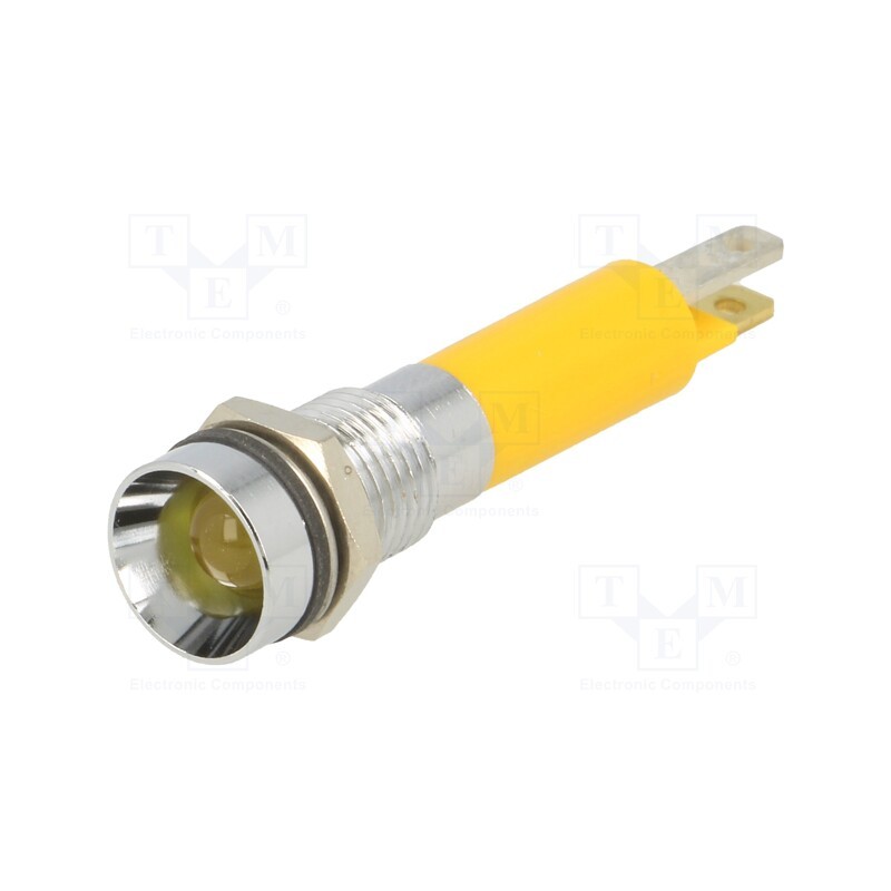 1 pcs x CML INNOVATIVE TECHNOLOGIES - 19050352 - Indicator: LED, recessed, yellow, 24VDC, Ø8mm, IP67, metal, ØLED: 5mm