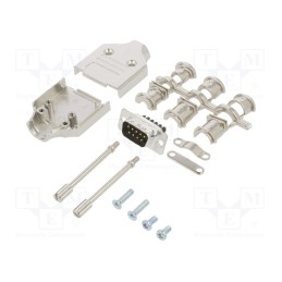 1 pcs x Amphenol Communications Solutions - L17MHDM09+L717DE09PST - D-Sub, PIN: 9, male, straight, screw terminal, for cable, UN