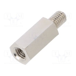 10 pcs x DREMEC - 219X20 - Screwed spacer sleeve, 20mm, Int.thread: M6, Ext.thread: M6, brass