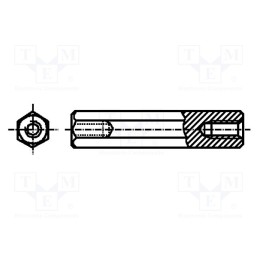 10 pcs x DREMEC - 148X95 - Screwed spacer sleeve, 95mm, Int.thread: M5, hexagonal