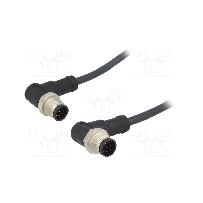 1 pcs x AMPHENOL LTW - M12A08MR-12AMR-SB001 - Cable: for sensors/automation, PIN: 8, M12-M12, 1m, plug, plug, 30V