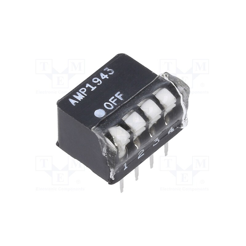 1 pcs x TE Connectivity - 1-5435802-5 - Switch: DIP-SWITCH, Poles number: 4, OFF-ON, 0.0025A/24VDC, Pos: 2