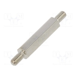 10 pcs x DREMEC - 413X20K - Screwed spacer sleeve, 20mm, Ext.thread: M3, hexagonal, brass