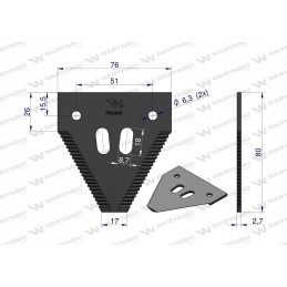 The harvesting knife has a serrated blade on the Warynski top