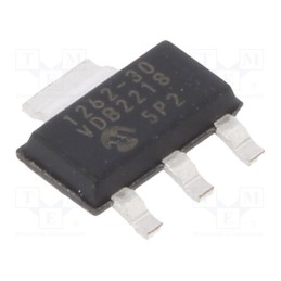 1 pcs x MICROCHIP TECHNOLOGY - TC1262-3.0VDB - IC: voltage regulator, LDO,fixed, 3V, 0.5A, SOT223-3, SMD,