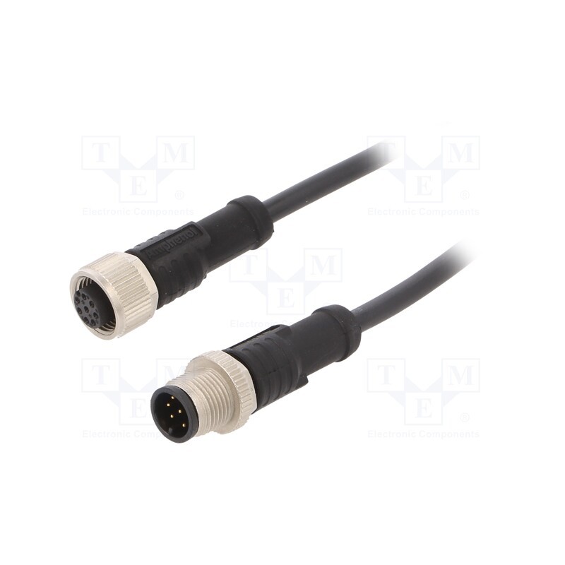 1 pcs x AMPHENOL LTW - M12A08ML-12AFL-SB001 - Cable: for sensors/automation, PIN: 8, M12-M12, 1m, plug, plug, 30V