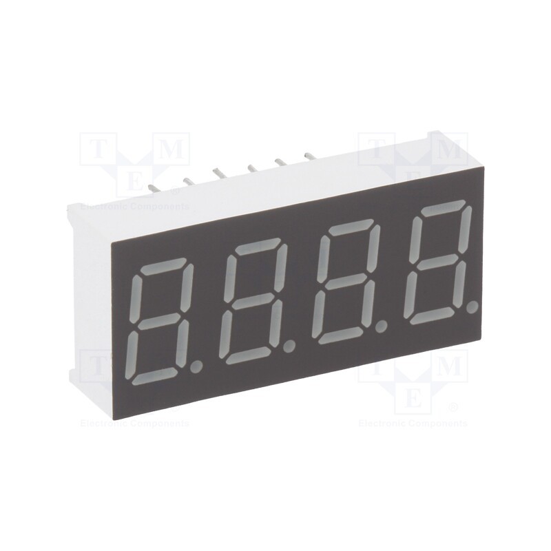 1 pcs x LUCKYLIGHT - KW4-361AGA - Display: LED, 7-segment, 9.2mm, 0.36', No.char: 4, yellow-green